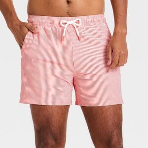 Goodfellow & Co Pink and White Striped Men’s Swim Trunks